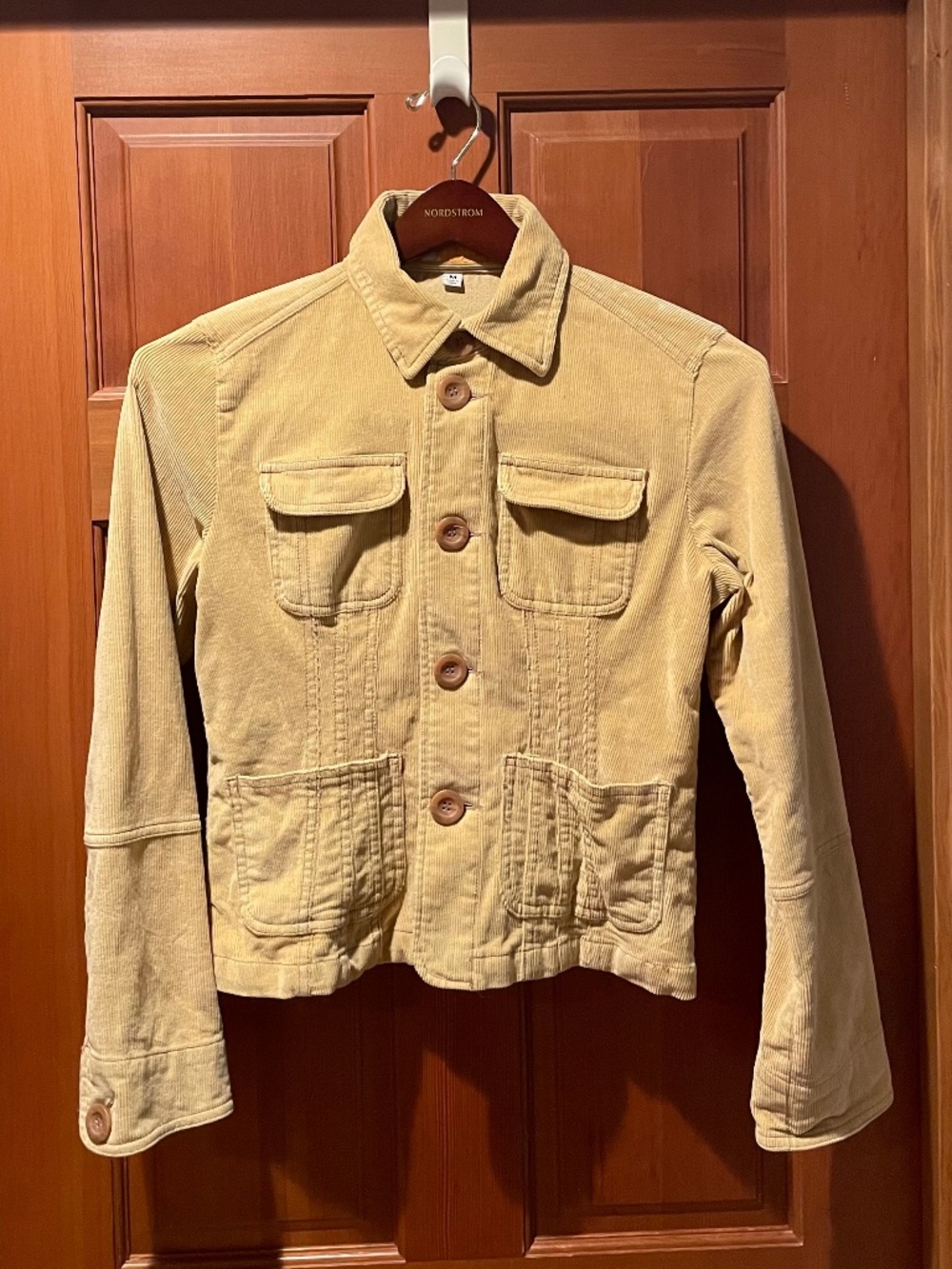 Women’s TULLE Medium Soft Yellow Corduroy Button Front Jacket